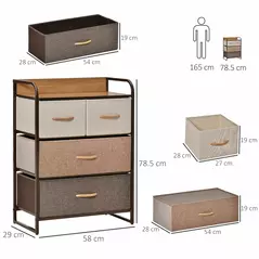 HOMCOM 4-Drawer Dresser, 3-Tier Storage Organizer, Tower Unit for Bedroom Hallway Closets with Steel Frame Wooden Top - 3