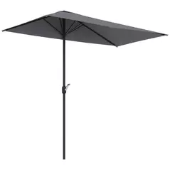 Outsunny Balcony Half Parasol Semi Round Umbrella Patio Crank Handle (2.3 m, Grey)- NO BASE INCLUDED - 9