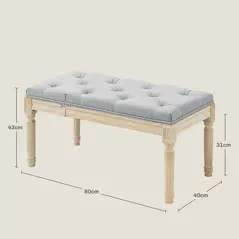 HOMCOM Vintage Wooden Bed End Bench - Light Grey - 3