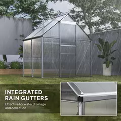 Outsunny 192.5 x 131cm Walk-In Polycarbonate Greenhouse - Silver-Tone - 7
