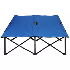 Outsunny Double Camping Cot Bed, with Bag - Blue - 7
