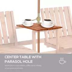 Outsunny 2-Seater Fir Wood Bench w/ Centre Table - 6