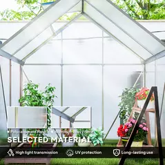 Outsunny 192.5 x 131cm Walk-In Polycarbonate Greenhouse - Silver-Tone - 4