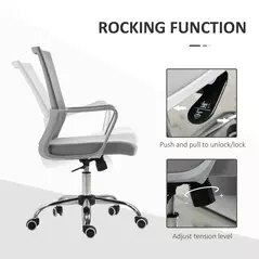 Vinsetto Ergonomic Desk Chair Mesh Office Chair with Adjustable Height Armrest and 360° Swivel Castor Wheels Grey - 5