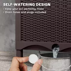 Outsunny Raised Garden Bed with Trellis, Plastic Planter Box with PE Cover, Drainage Holes, Drain Plugs and Water Reservoirs for Climbing Plants, Vegetables, Flowers, 80 x 40 x 140 cm - 7