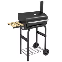 Outsunny Charcoal BBQ, with Thermometer, Shelves and Wheels - 1