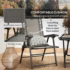 Outsunny Three-Piece Garden Table and Chair Set - Black - 6