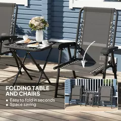 Outsunny Three-Piece Garden Table and Chair Set - Black - 5