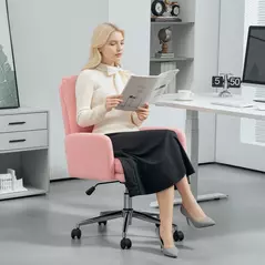 HOMCOM 91-99cm Sherpa Fleece Office Chair - Pink - 2