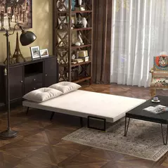 HOMCOM 4-in-1 Velvet-Feel Double Sofa Bed, with Pillows - Beige - 7