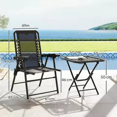 Outsunny Three-Piece Garden Table and Chair Set - Black - 3