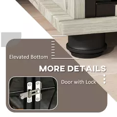 PawHut 46.46'' Dog Crate Furniture End Table w/ Plush Washable Cushion, Lockable Door, for Extra Large Dogs - 7