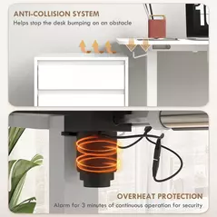 Vinsetto 72-116cm Adjustable Electric Standing Desk, 120 x 60cm Tabletop - White - 8