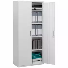 HOMCOM Five Shelf Lockable Steel Office Cabinet - White - 1