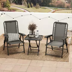 Outsunny Three-Piece Garden Table and Chair Set - Black - 9