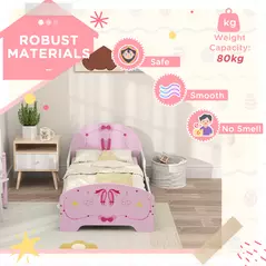 AIYAPLAY Ballet Theme Toddler Bed Frame with Safety Rails for 3-6 Years, Pink - 4