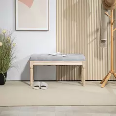 HOMCOM Vintage Wooden Bed End Bench - Light Grey - 8