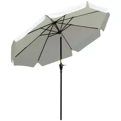 Outsunny 2.7m Patio Parasol Garden Umbrellas Outdoor Sun Shade Table Umbrella with Tilt, Crank, 8 Ribs, Ruffles, White - 1