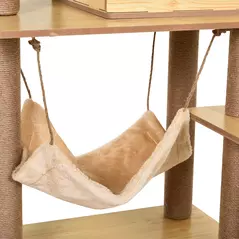 PawHut 130cm Cat Tree for Indoor Cats, Multi-Level Plush Cat Tower, with Five Scratching Posts, Two Perches, Cat House, Hammock - 9