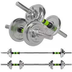 SPORTNOW 20kg 2-in-1 Barbell and Dumbbell Set, with Non-Slip Handle, for Weight Lifting, Training Home Gym - 1