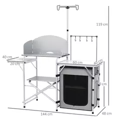 Outsunny Multi-Feature Folding Camping Kitchen, with Wind Shield - 3