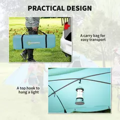 Outsunny 4-6 Man Family Camping Tent w/ 2 Bedrooms and a Living Room, Waterproof Tunnel Tent w/ Sewn In Groundsheet, Doors, Windows, Carry Bag, Blue - 7