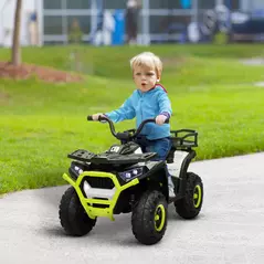 AIYAPLAY 12V Kids Electric Ride on ATV, Battery-Powered Quad Bike w/ Spring Suspension, Forward Backward, Storage Basket, Green - 2