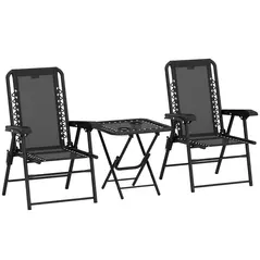 Outsunny Three-Piece Garden Table and Chair Set - Black - 1