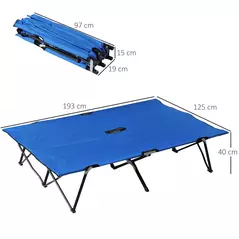 Outsunny Double Camping Cot Bed, with Bag - Blue - 3