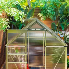 Outsunny 192.5 x 131cm Walk-In Polycarbonate Greenhouse - Silver-Tone - 8