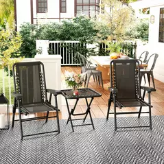 Outsunny Three-Piece Garden Table and Chair Set - Black - 2