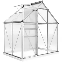 Outsunny 192.5 x 131cm Walk-In Polycarbonate Greenhouse - Silver-Tone - 1