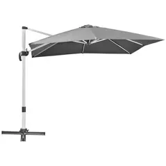 Outsunny 3 x 3(m) Cantilever Roma Parasol, Square Garden Umbrella with Cross Base, Crank Handle, Tilt, 360° Rotation and Aluminium Frame, Grey - 1