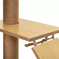 PawHut 130cm Cat Tree for Indoor Cats, Multi-Level Plush Cat Tower, with Five Scratching Posts, Two Perches, Cat House, Hammock - 8
