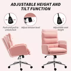 HOMCOM 91-99cm Sherpa Fleece Office Chair - Pink - 5