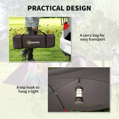 Outsunny 4-6 Man Family Camping Tent w/ 2 Bedrooms and a Living Room, Waterproof Tunnel Tent w/ Sewn In Groundsheet, Doors, Windows, Carry Bag, Grey - 7