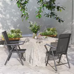 Outsunny Set of 2 Folding Garden Chairs, Aluminium Frame Outdoor Dining Chairs with Breathable Mesh Back and Seat, Garden Folding Chair Set with Armrests for Balcony, Dark Grey - 9
