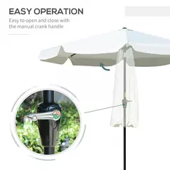 Outsunny 2.7m Patio Parasol Garden Umbrellas Outdoor Sun Shade Table Umbrella with Tilt, Crank, 8 Ribs, Ruffles, White - 5