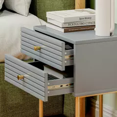 HOMCOM Set of Two Elegant Bedside Tables - Grey/Gold-Tone - 9