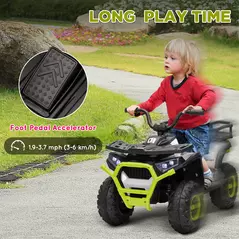 AIYAPLAY 12V Kids Electric Ride on ATV, Battery-Powered Quad Bike w/ Spring Suspension, Forward Backward, Storage Basket, Green - 6