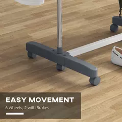 HOMCOM Four-Shelf Collapsing Clothes Horse, With Side Arms and Wheels - Grey - 7