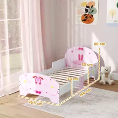 AIYAPLAY Ballet Theme Toddler Bed Frame with Safety Rails for 3-6 Years, Pink - 3