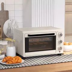 HOMCOM 21L Mini Countertop Oven, 100°C-230°C Adjustable Temp - White - 9
