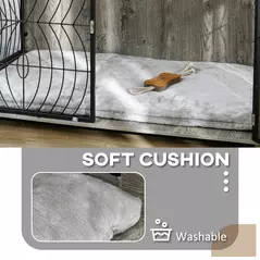 PawHut 46.46'' Dog Crate Furniture End Table w/ Plush Washable Cushion, Lockable Door, for Extra Large Dogs - 6