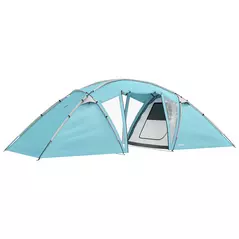 Outsunny 4-6 Man Family Camping Tent w/ 2 Bedrooms and a Living Room, Waterproof Tunnel Tent w/ Sewn In Groundsheet, Doors, Windows, Carry Bag, Blue - 1