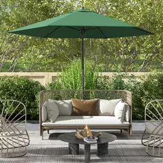 Outsunny 2.8m Garden Parasol Umbrella, Round Outdoor Market Table Umbrella Sun Shade Canopy, Green - 2