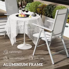 Outsunny Set of Two Aluminium Folding Chairs  - Light Grey - 4