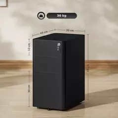 Vinsetto 3-Drawer Steel Filing Cabinet with Lock - Black - 3