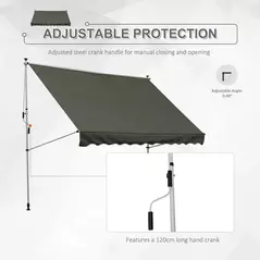Outsunny 3x1.5m  Adjustable Outdoor Aluminium Frame Awning Grey - 5