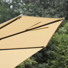 Outsunny Round Umbrella Parasol W/ Tilt 360° Rotation and Hand Crank Cross Base-Beige - 8